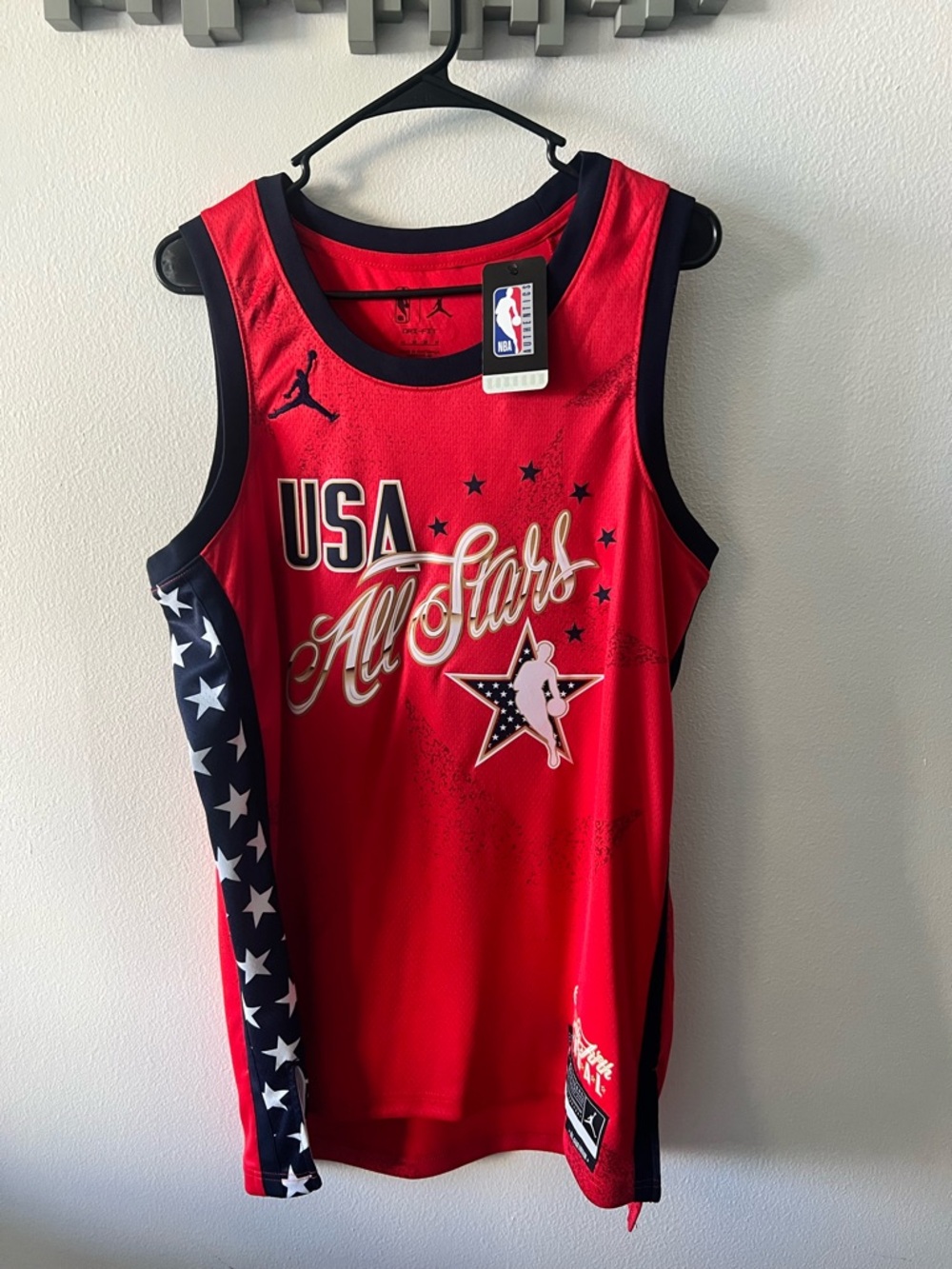 Nike Red USA All-Stars Basketball Jersey with Navy Star Panels